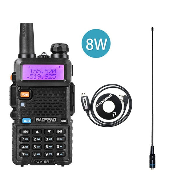 BaoFeng UV 5R Funkgerät Real 8W 10KM 128CH Dualband VHF (136-174MHz)UHF(400-520MHz) Tragbares Walkie-Talkie für Amateure