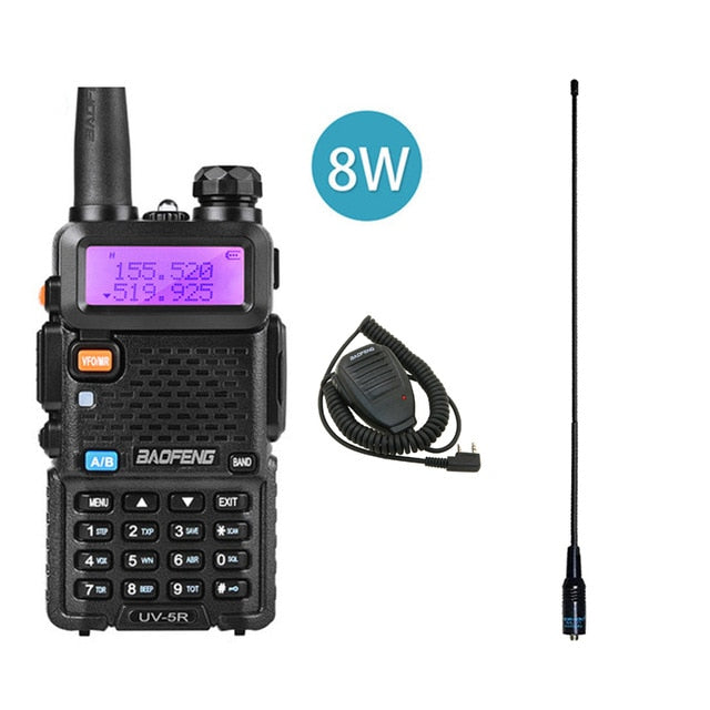 BaoFeng UV 5R Two Way Radio Real 8W 10KM 128CH Dual Band VHF(136-174MHz)UHF(400-520MHz) Amateur Ham Portable Walkie Talkie