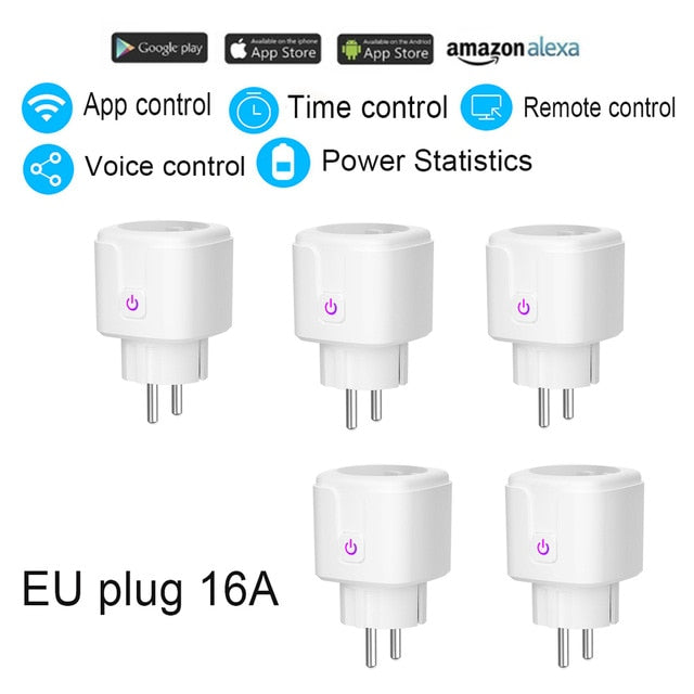 Smart Plug WiFi Socket EU 16A Power Monitor Timing Function Tuya SmartLife APP Control Work With Alexa Google Assistant 100-240V
