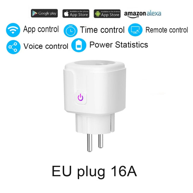 Smart Plug WiFi Socket EU 16A Power Monitor Timing Function Tuya SmartLife APP Control Work With Alexa Google Assistant 100-240V