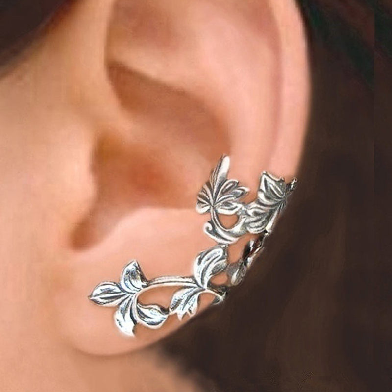 Huitan Vine Shape Ear Clip for Women Simple Stylish Female Daily Wearable Accessories Delicate Girl Gifts Retro Earrings Jewelry