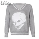 Weekeep Y2K Chic Print Streetwear Oversized Sweater Women's Casual Autumn Winter Knitted Jumper Fashion Loose Knitwear Pullovers