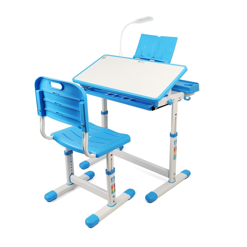 Juego de escritorio y silla para niños, escritorio ergonómico multifuncional para niños, escritorio de estudio de escritura ajustable para estudiantes, combinación de escritorio