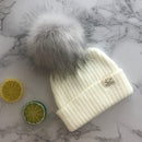 Winter Unisex Faux Fur Pompon Hat Scarf For Kids Boys Girls Knitted Baby Caps With Pompom Bonnet Children&