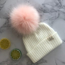 Winter Unisex Faux Fur Pompon Hat Scarf For Kids Boys Girls Knitted Baby Caps With Pompom Bonnet Children&