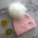 Winter Unisex Faux Fur Pompon Hat Scarf For Kids Boys Girls Knitted Baby Caps With Pompom Bonnet Children&
