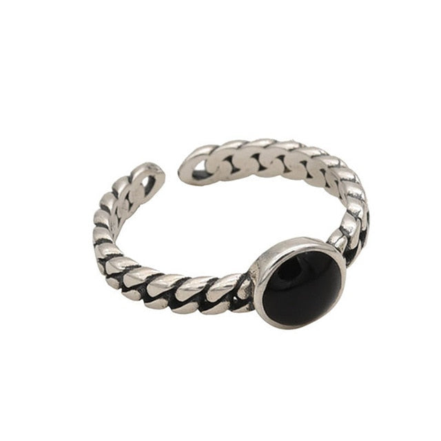 Foxanry minimalista 925 anillos de cadena de plata esterlina para mujeres parejas nueva moda Vintage hecho a mano geométrico fiesta joyería regalos