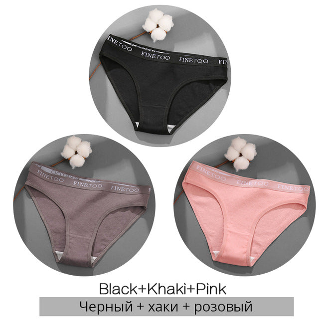 FINETOO 3 teile/satz frauen unterwäsche baumwolle panty sexy höschen weibliche unterhose einfarbig panty dessous frauen dessous m-2xl