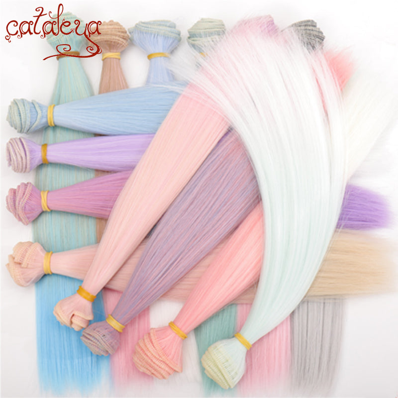 Muñeca Cataleya Bjd DIY fibra de alta temperatura 1 Uds 15cm * 100cm y 25*100cm peluca tejido de cabello de color gradual