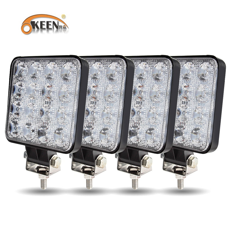 OKEEN Neue LED-Lichtleiste 48W LED-Leiste 16barra Quadratischer Scheinwerfer Offroad-LED-Arbeitslicht 12V 24V Für Auto-LKW 4X4 4WD Auto-SUV ATV