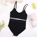 2PCS Bra Set Women Sexy Bralette Sexy Female Underwear Lingerie Ribbed Tops Girls Fashion Brassiere Basic Stretchy Tank Crop Top