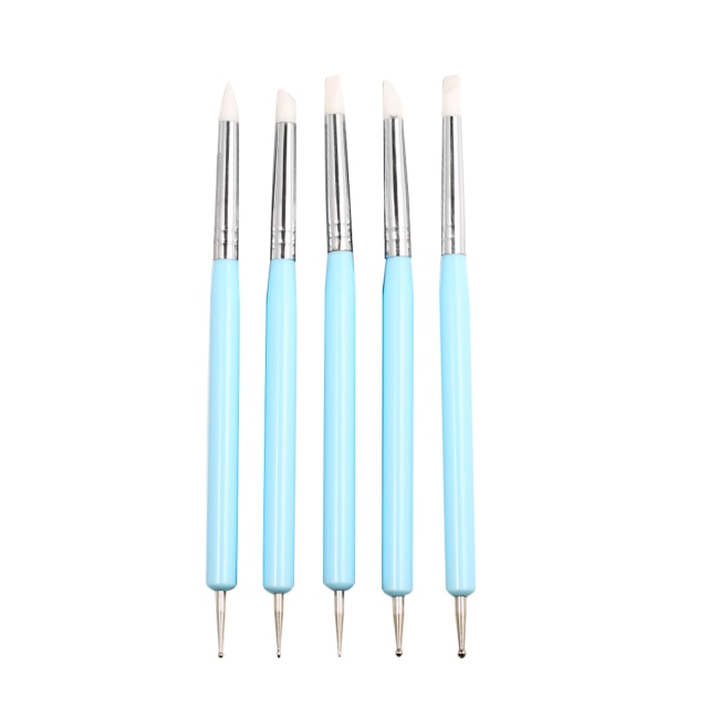 5pcs/set Double-ended Dotting Tools Set Nail Art Embossing Tools Pottery Craft Art Silicone Brushes Pottery Clay Tool