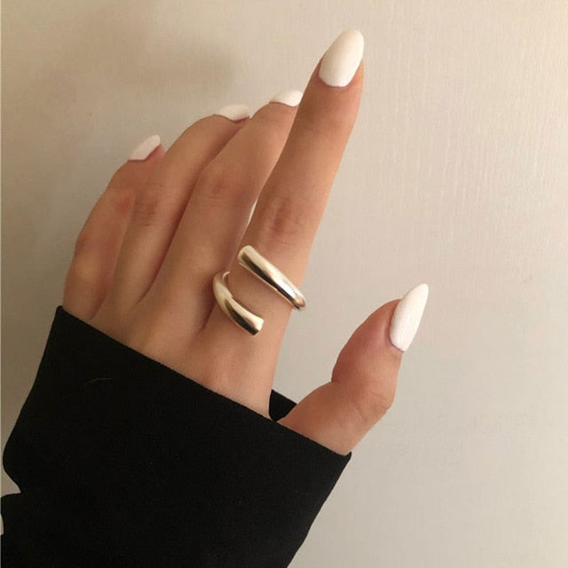 Foxanry Minimalistische 925 Sterling Silber Ringe für Frauen Mode Kreative Hohle Unregelmäßige Geometrische Geburtstagsfeier Schmuck Geschenke