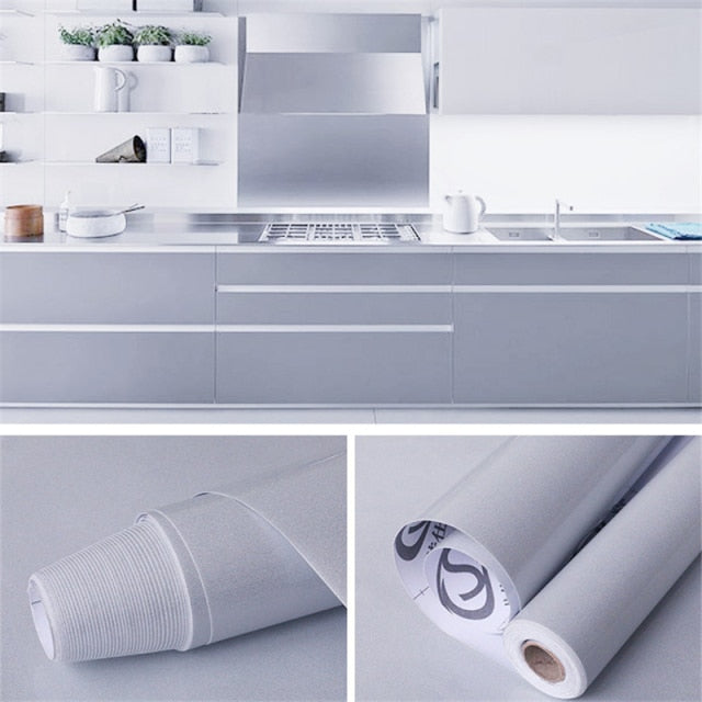 Película decorativa DIY, papel de pared autoadhesivo de PVC blanco perla, pegatinas de renovación de muebles, papel tapiz impermeable para armario de cocina