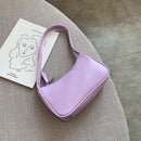 Bolso para axilas morado de piel sintética suave para mujer, bolsos Baguette Retro de Color sólido para mujer, bolsos de hombro pequeños de diseño a la moda para chicas