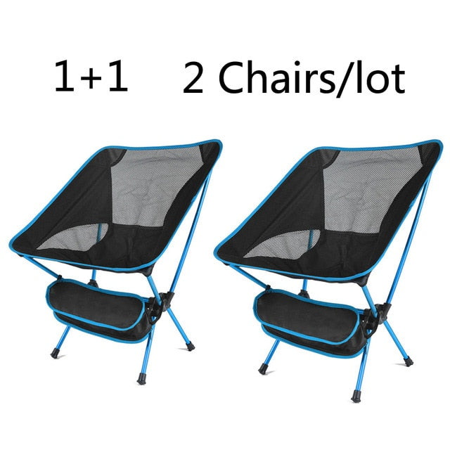 2 PCS/Lot Portable Camping Chair Travel Ultralight Folding Chair High Load Outdoor Beach Hiking Picnic BBQ Seat Fishing Tools