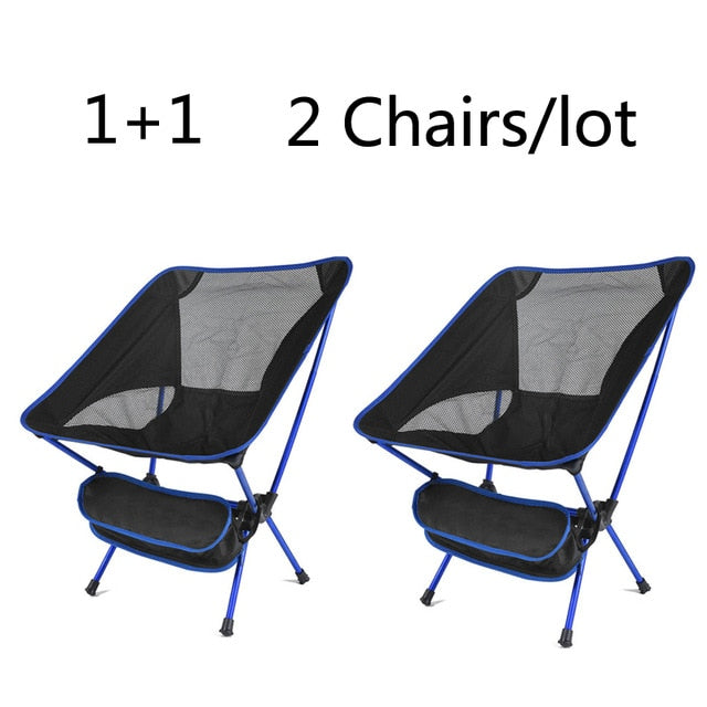 2 PCS/Lot Portable Camping Chair Travel Ultralight Folding Chair High Load Outdoor Beach Hiking Picnic BBQ Seat Fishing Tools