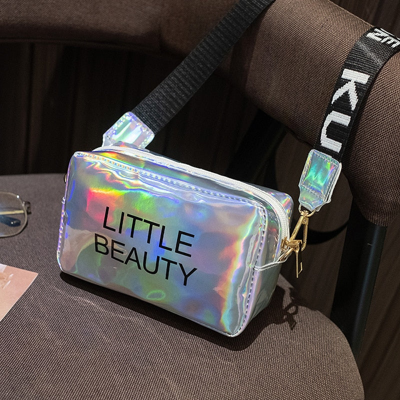 Mini Women Laser Crossbody Bag Messenger Shoulder Bag PVC Jelly Small Tote Messenger Candy Colors Bags Laser Holographic