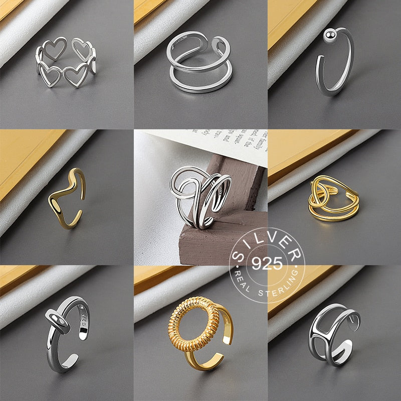 925 Sterling Silber glatte Ringe für Frauen verweben Schmuck schöne Finger offene Ringe für Party Geburtstagsgeschenk
