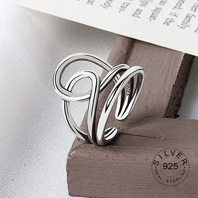 925 Sterling Silver Smooth Rings For Women interweave Jewelry Beautiful Finger Open Rings For Party Birthday Gift