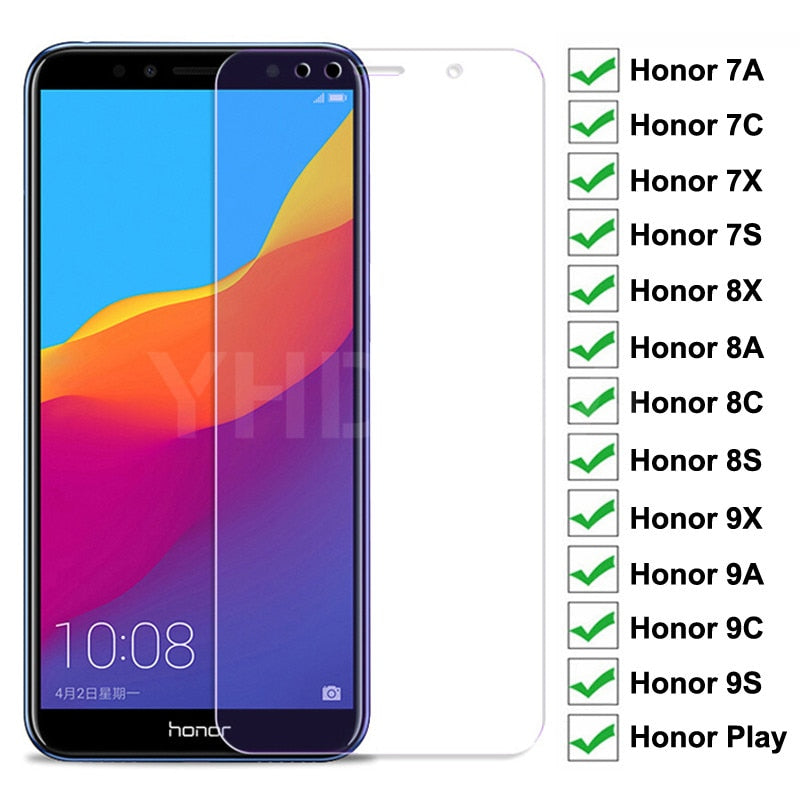 9H Full Cover Schutzglas für Huawei Honor 8X 8A 8C 8S Gehärtetes Glas Honor 7A 7C 7X 7S 9X 9A 9C 9S Play Displayschutzfolie