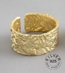 925 Sterling Silver Open Ring For Women INS Niche Irregular Wave Sand Surface Wide Noodle Original Party Birthday Gift