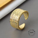 925 Sterling Silver Open Ring For Women INS Niche Irregular Wave Sand Surface Wide Noodle Original Party Birthday Gift