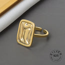925 Sterling Silver Open Ring For Women INS Niche Irregular Wave Sand Surface Wide Noodle Original Party Birthday Gift