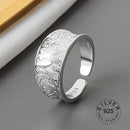 925 Sterling Silver Open Ring For Women INS Niche Irregular Wave Sand Surface Wide Noodle Original Party Birthday Gift