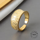925 Sterling Silver Open Ring For Women INS Niche Irregular Wave Sand Surface Wide Noodle Original Party Birthday Gift