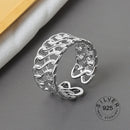 925 Sterling Silver Open Ring For Women INS Niche Irregular Wave Sand Surface Wide Noodle Original Party Birthday Gift