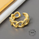 925 Sterling Silver Open Ring For Women INS Niche Irregular Wave Sand Surface Wide Noodle Original Party Birthday Gift
