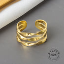 925 Sterling Silver Open Ring For Women INS Niche Irregular Wave Sand Surface Wide Noodle Original Party Birthday Gift