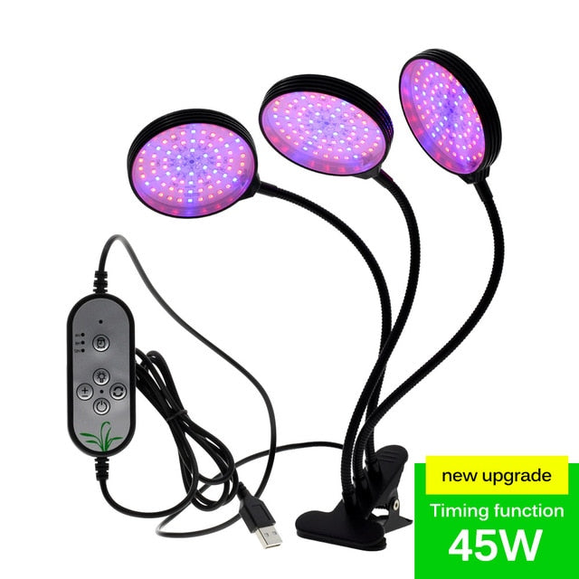 Full Spectrum Phytolamps DC5V USB LED Grow Light mit Timer 15W 30W 45W 60W Desktop Clip Phyto Lamps for Plants Flowers Grow Box