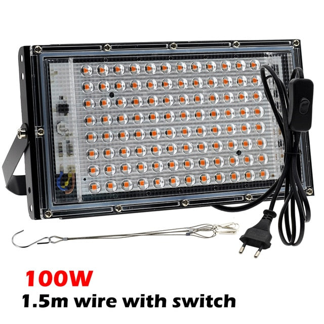 LED-Wachstumslicht AC220V 50W 100W LED-Vollspektrum-Phyto-Lampe Gewächshaus-Hydrokultur-Pflanzenwachstumsbeleuchtung
