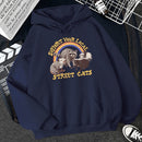 Support Your Local Street Cats Print Frauen Hoodie Cartoons Crewneck Kleidung Vintage Loose Sweatshirt Street Hip Hop Hoody Womens