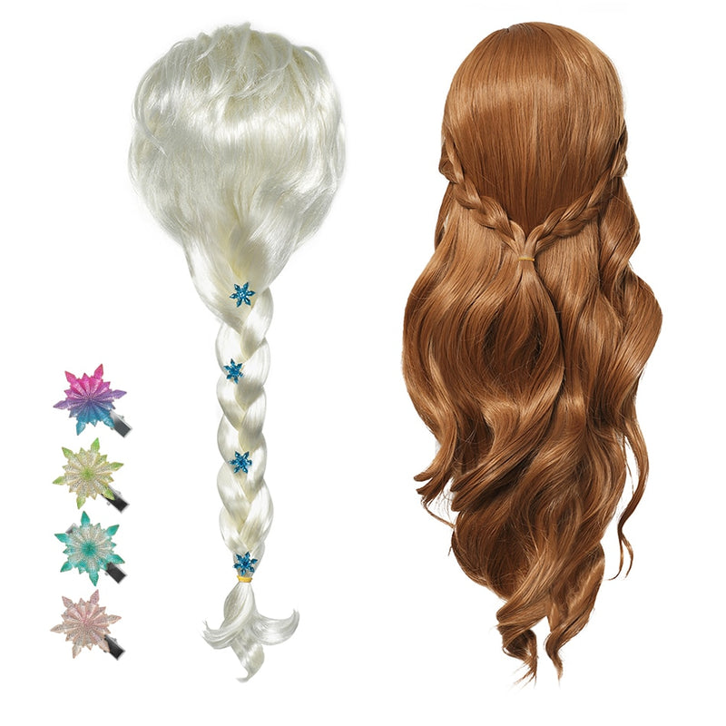 Nueva peluca Anna Elsa 2, bandas para el pelo de princesa, accesorios de fiesta para niñas, tocado de princesa trenzada, pinzas para el pelo de Navidad, joyería para niños