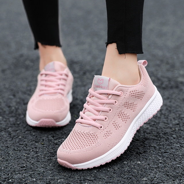 2020 Sneakers Women Shoes Flats Casual Ladies Shoes Woman Lace-Up Mesh Light Breathable Female zapatillas de deporte para mujer