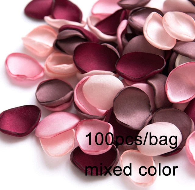 100 pieces /bag Artificial Silk Rose Petals Satin Petals Silk For Weddings Silk Handmade Soft Satin Rose Petals
