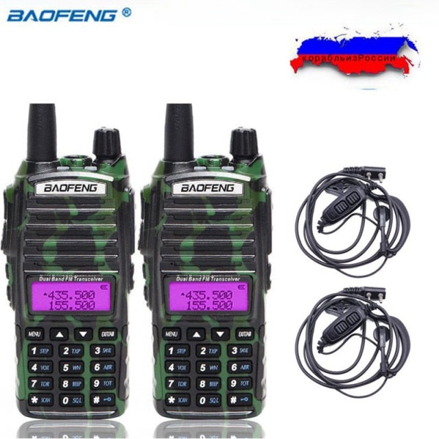 2 uds Baofeng UV-82 5W portátil UV82 UV-5R Walkie Talkie de doble banda 2 PTT VHF UHF UV 82 Ham Radio amateur transceptor