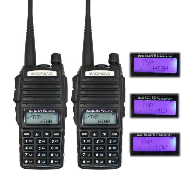 2pcs/lot BaoFeng real 8W UV-82 High Power Two Way Radio Portable Radio Dual Band VHF/UHF 10km long range Walkie Talkie UV82