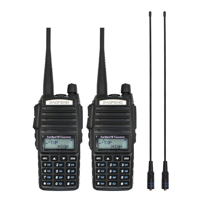 2pcs/lot BaoFeng real 8W UV-82 High Power Two Way Radio Portable Radio Dual Band VHF/UHF 10km long range Walkie Talkie UV82