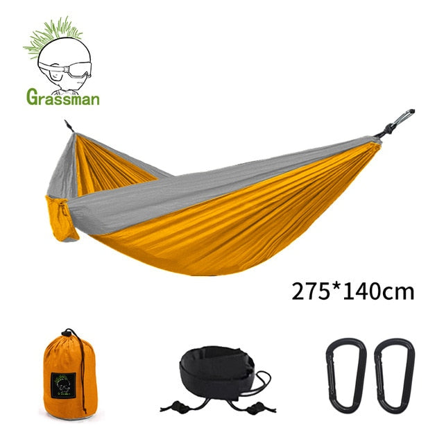 Hamaca de paracaídas portátil para acampar de 300x200cm, muebles de supervivencia para jardín y exteriores, Hamaca para dormir de ocio, cama colgante doble de viaje