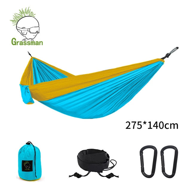 Hamaca de paracaídas portátil para acampar de 300x200cm, muebles de supervivencia para jardín y exteriores, Hamaca para dormir de ocio, cama colgante doble de viaje