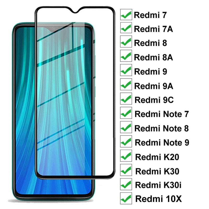 9D Schutzglas für Xiaomi Redmi 9A 9C 7A 8A 10X K20 K30 Pro K30i Displayschutzfolie Redmi Note 8T 9S 7 8 9 Pro Max Glasfolie