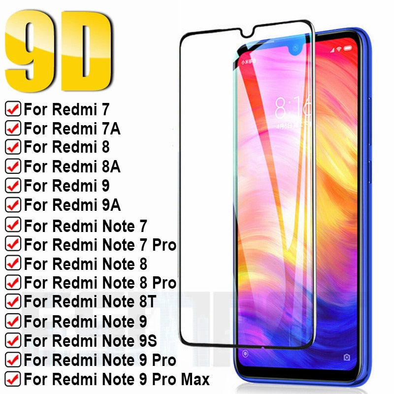 Full Tempered Glass on the Redmi 7 7A 8 8A 9 9A 9C Glass For Xiaomi Redmi Note 7 8 9 Pro 9S 8T Screen Protector Protective Film