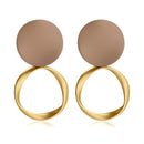 POXAM, nuevos pendientes redondos de declaración coreana para mujer, Pendientes colgantes de gota de pelusa de concha dorada geométrica, joyería de moda 2020 Brincos