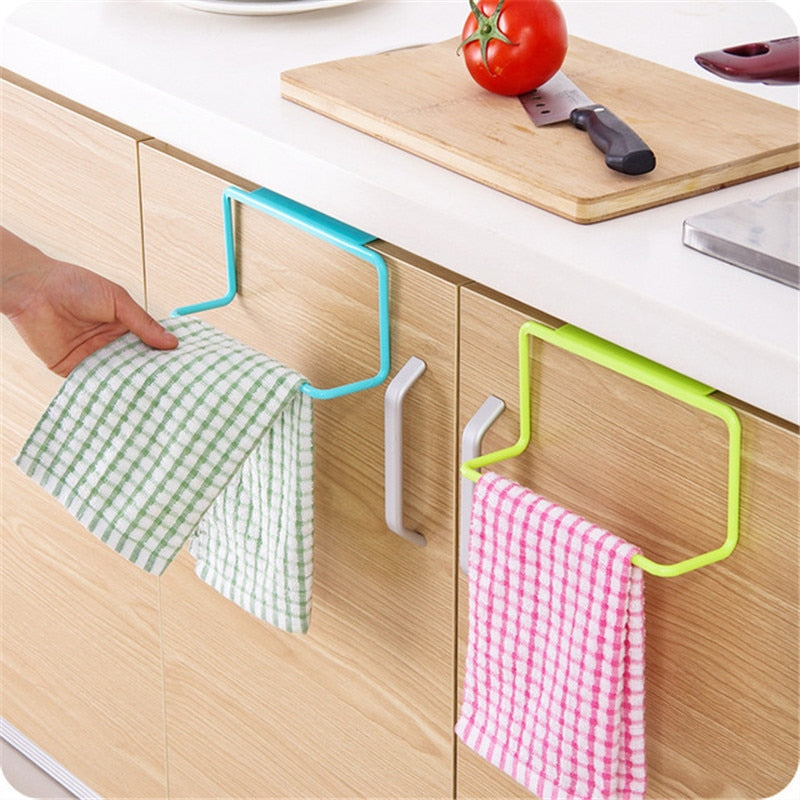 1 STÜCK Küche Organizer Handtuchhalter Hängen Halter Badezimmer Schrank Schrank Aufhänger Regal Für Küchenzubehör Zubehör