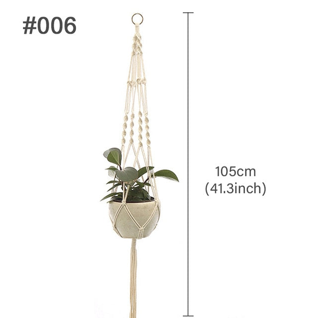 Colgador de macramé hecho a mano para planta colgante, maceta para flores, colgador de pared, decoración para patio, jardín, maceta colgante, cesta colgante