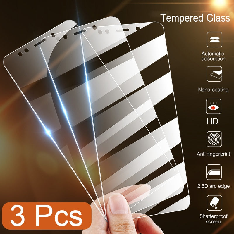 3 uds Protector de pantalla de cubierta completa de vidrio templado para Huawei Honor 10i 20 Pro 8X 9X 8A 9A 10X 9 8 10 lite tective película de vidrio transparente